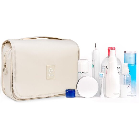 Hanging Travel Toiletry Bag Cosmetic Make up Organizer for Women Waterproof Tan - Picture 6 of 7